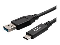 C2G 6in USB-C to USB-A SuperSpeed USB 5Gbps Cable M/M - USB-kaapeli - USB Type A (uros) to 24 pin USB-C (uros) - USB 3.2 Gen 1 - 30 V - 3 A - 15 cm - valettu - musta C2G28874