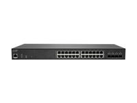 SonicWall Switch SWS14-24FPOE - Kytkin - Hallinnoitu - 24 x 10/100/1000 (PoE+) + 4 x 10 Gigabit SFP+ - telineeseen asennettava - PoE+ (410 W) 02-SSC-2468