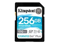 Kingston Canvas Go! Plus - Flash-muistikortti - 256 Gt - Video Class V30 / UHS-I U3 / Class10 - SDXC UHS-I SDG3/256GB